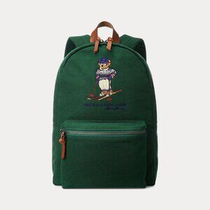 NEW Polo Ralph Lauren Ski Bear Reindeer Sweater Dark Green Canvas Backpack Bag